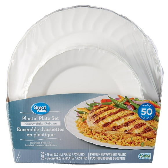 Ens. D'Assiettes Great Value En Plastique Robuste