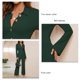 thumbnail image 3 of Women Jumpsuit Fashionable Straight Leg Trousers Button Turn Down Collar Pure Color Jumpsuit XL Green, 3 of 4