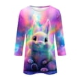 thumbnail image 5 of Easter Shirts for Women 3/4 Length Sleeve Crewneck Tshirts with Bunny Egg Print Casual Loose Fit Tops Tee, 5 of 5