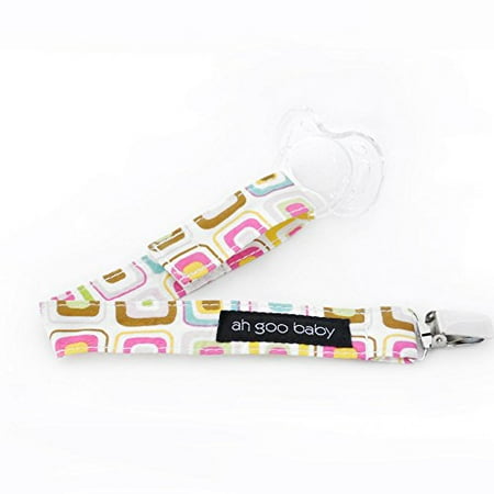 Ah Goo Baby Pacifier Clip, Easy & Quick Velcro Attachment, Gumdrop Pattern