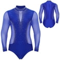 thumbnail image 2 of renvena Men's Long Sleeve Latin Dance Leotard Shirt Sparkling Salsa Samba Latin Jazz Dancewear Blue S, 2 of 7