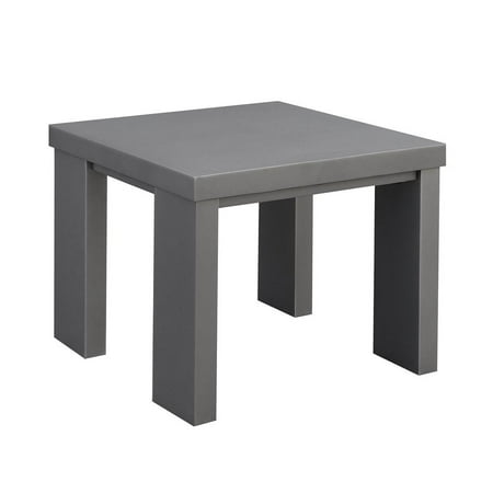 - Aluminum Framed End Table with Plank Style Top, Gray