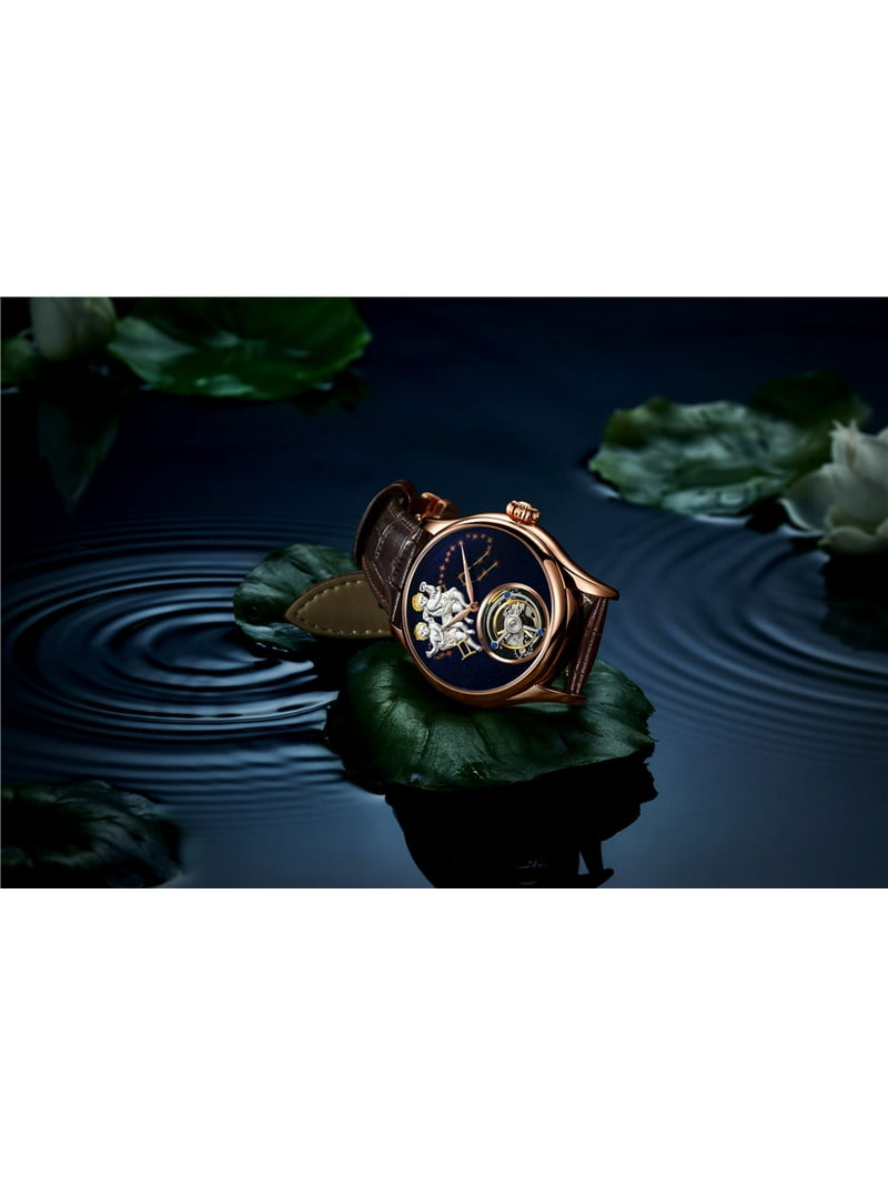 mens dress watches leather strap Dress Watch for Men Rocket Gold Plated, Vintage Watch for Men Shockproof, Classic Unisex Watch Graduation Gift, Luxury Leather Strap New