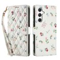 thumbnail image 2 of Wallet Case for Samsung Galaxy A14 , PU Leather Phone Cover Kickstand RFID Blocking Flip Case Card Slots Wrist Strap Relief Engraved Pattern Magnetic With Stylus Pen, Pink Flower, 2 of 10