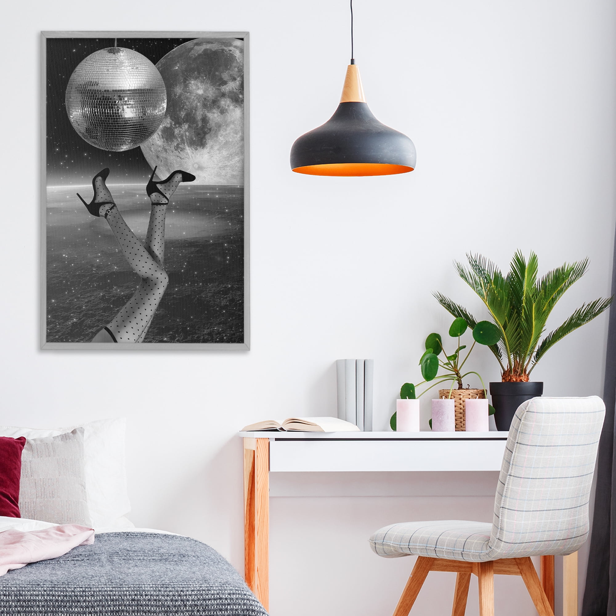 Hangin' Over Disco & Planet Gray Framed Giclee Art, design by Elo Marc