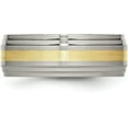 thumbnail image 4 of Chisel Titanium Brushed Center with 14k Gold Inlay 8.2mm Ridged Edge Band - Ring Size 9.0, 4 of 8
