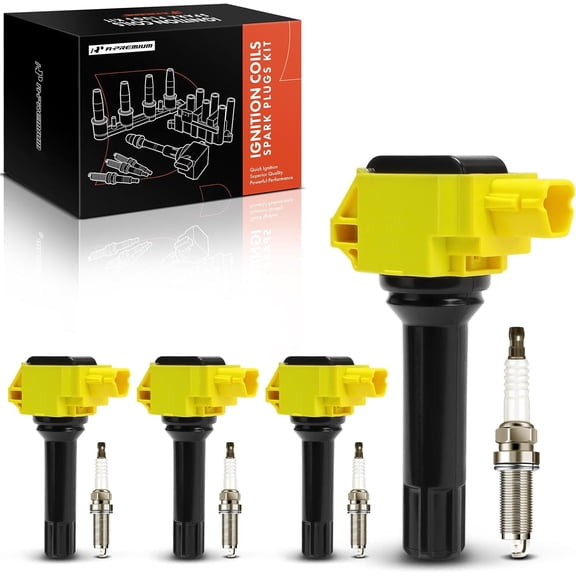 A-Premium (Yellow) Set of 8 Ignition Coil Pack and Iridium Spark Plugs Compatible with Subaru Outback 2015-2019, Forester 2017-2018, Impreza 2016, Legacy 2015-2019, XV Crosstrek 2015, 2.0L 2.5L