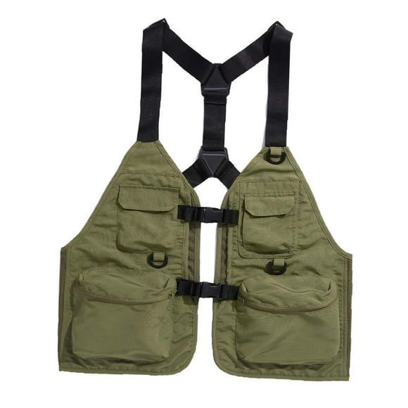jinwen Fishing Vest Adjustable Size Outdoor Sports Vest for Outdoors Hunting Hiking Green