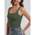 thumbnail image 3 of Women Double Lined Womens Tank Tops Y2K Going Out Crop Tops Slim Sleeveless Summer Square Neck Shirts  Green XS, 3 of 6