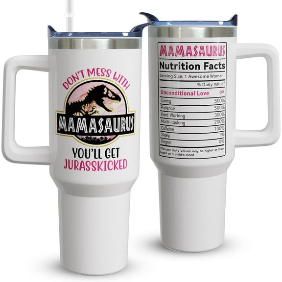 40oz Mom Tumbler with Handle Mamasaurus cup, Mom Gifts from Daughter/Son,Mama Birthday gifts, Mother''s Day Gift for Mama, Best Mother In Law Gift,Mother Coffee cup Stainless Steel Travel Mugs