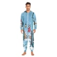 thumbnail image 2 of IAUYY Unisex Adult Onesie Pajamas Ultra-Soft Crystal-Soft Fabric, Halloween Adult Onesie Pajamas Adults,With a Zipper Plus Size Onesie Pajamas, The Town Is Snowing, 2 of 7