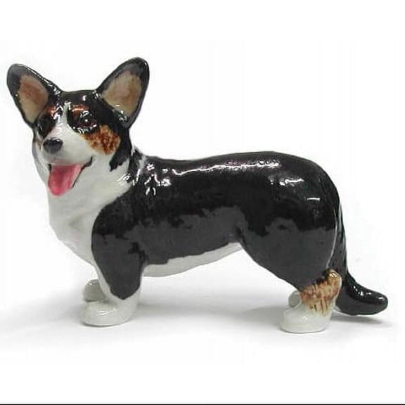 Tricolor Cardigan Corgi with Tail - miniature porcelain figurine