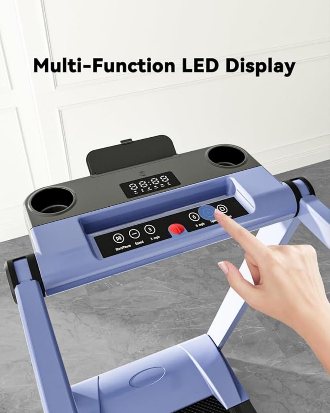 Superrun Slim Electronic Smart Treadmill Foldable 300 lb Capacity 3 HP Portable for Home New Walmart