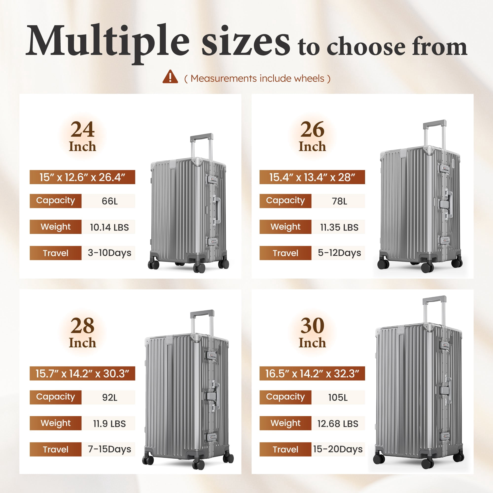 MF Studio 26 Inch Checked Trunk Luggage, Lightweight Zipperless PC Hardshell Suitcase with Aluminum Frame, TSA Locks, Spinner Wheels, USB Charging Port, Dark Gray