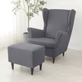 thumbnail image 3 of AIGIA Wing Chair Slipcovers 3 Piece Stretch Wingback Chair Cover Soft Velvet Armchair Covers with Elastic Bottom for Living Room Bedroom, 3 of 8
