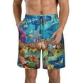 thumbnail image 2 of Uemuo Sea World Pattern Men's Swim Trunks Hawaiian Beach Bathing Suit Swimsuits Beach Quick-Dry Shorts with Pockets-, 2 of 9