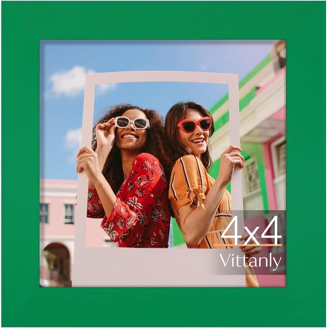 Vittanly 4x4 Picture Frame, Premium Material with Shatter Resistant Plexiglass, Photo Frame for Wall or Table Top Display, Green, 1 Pack