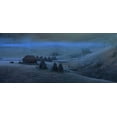 thumbnail image 2 of Oncete, Julien 24x13 Black Ornate Wood Framed with Double Matting Museum Art Print Titled - Early Morning Village, 2 of 4