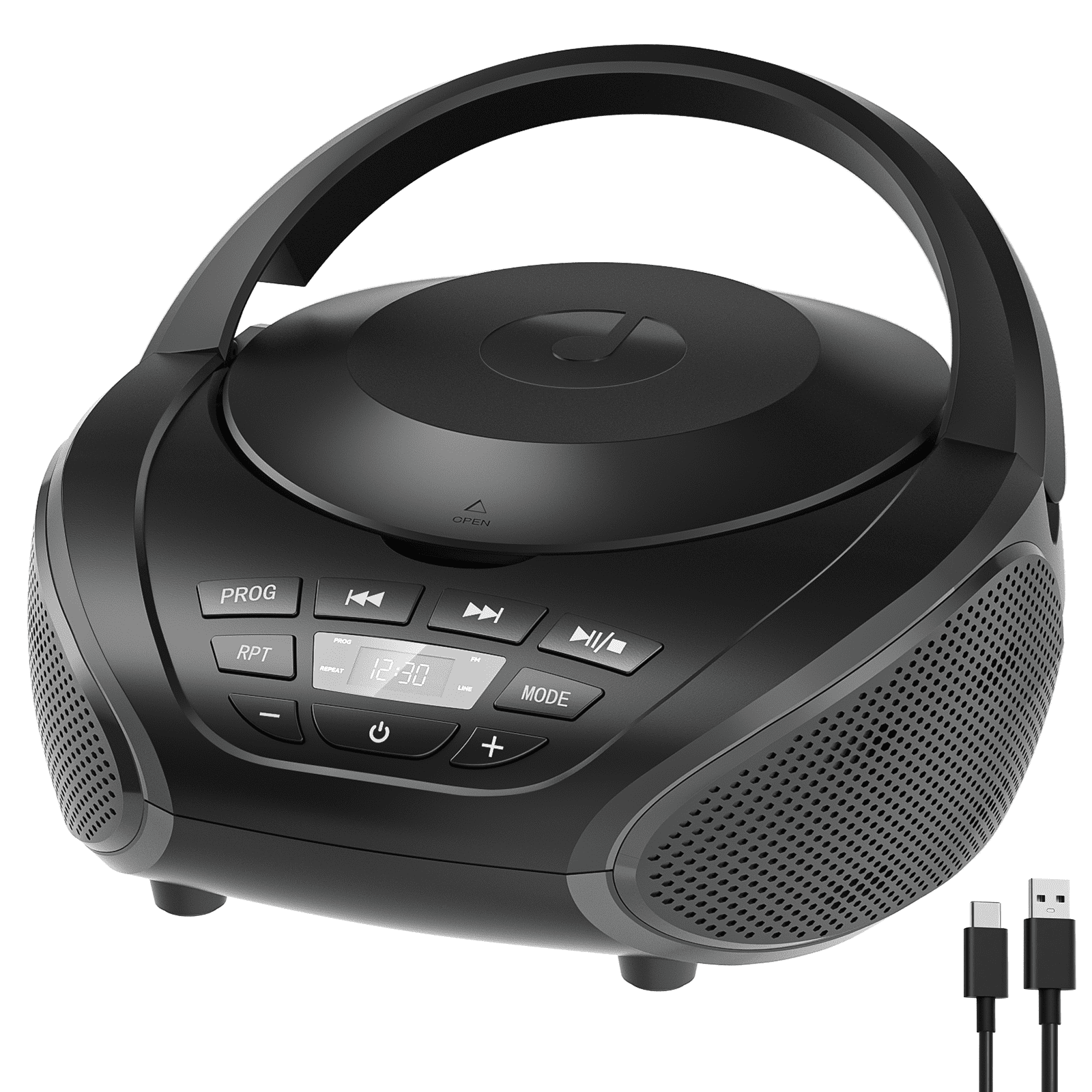 Gueray CD Player Portable Boombox: Home Audio CD Players with Speakers FM Radio AUX Input Support Headphones Playlist Mode PROG Playback for Outdoor Indoor