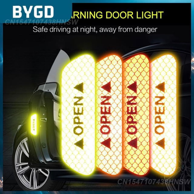 4 Pcs Reflective Warning Stickers Safe Safety Decorative Stickers Reflective Warning Anti-collision Anti-collision StickersFluorescent yellowUnited States He Qiyong unisex