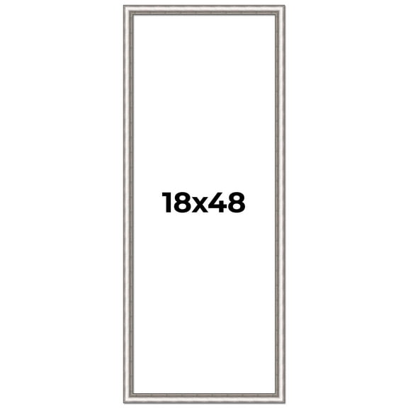 18x48 Frame Silver Real Wood Picture Frame Width 1.25 Inches | Interior Frame Depth 0.5 Inches |