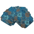 thumbnail image 1 of 6PCS Japanese Style Embroidered Coaster Heat Insulated Cup Pad Mat Placemat Kitchen UtensilPurplish Blue Gingko, 1 of 8