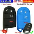 thumbnail image 5 of 2pcs Dobrev 4 Button Silicone Case Protector Key Fob Smart Car Remote Holder for Dodge Ram Durango Challenger Jeep Grand Cherokee Smart Key (black and blue), 5 of 5