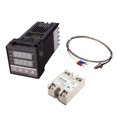 thumbnail image 1 of Conjunto de controlador de temperatura PID digital REX-: salid de termostato + SSR de 40 a máx. + Sonda de (3 piezas) Cola Controlador de temperatura PID, 1 of 8