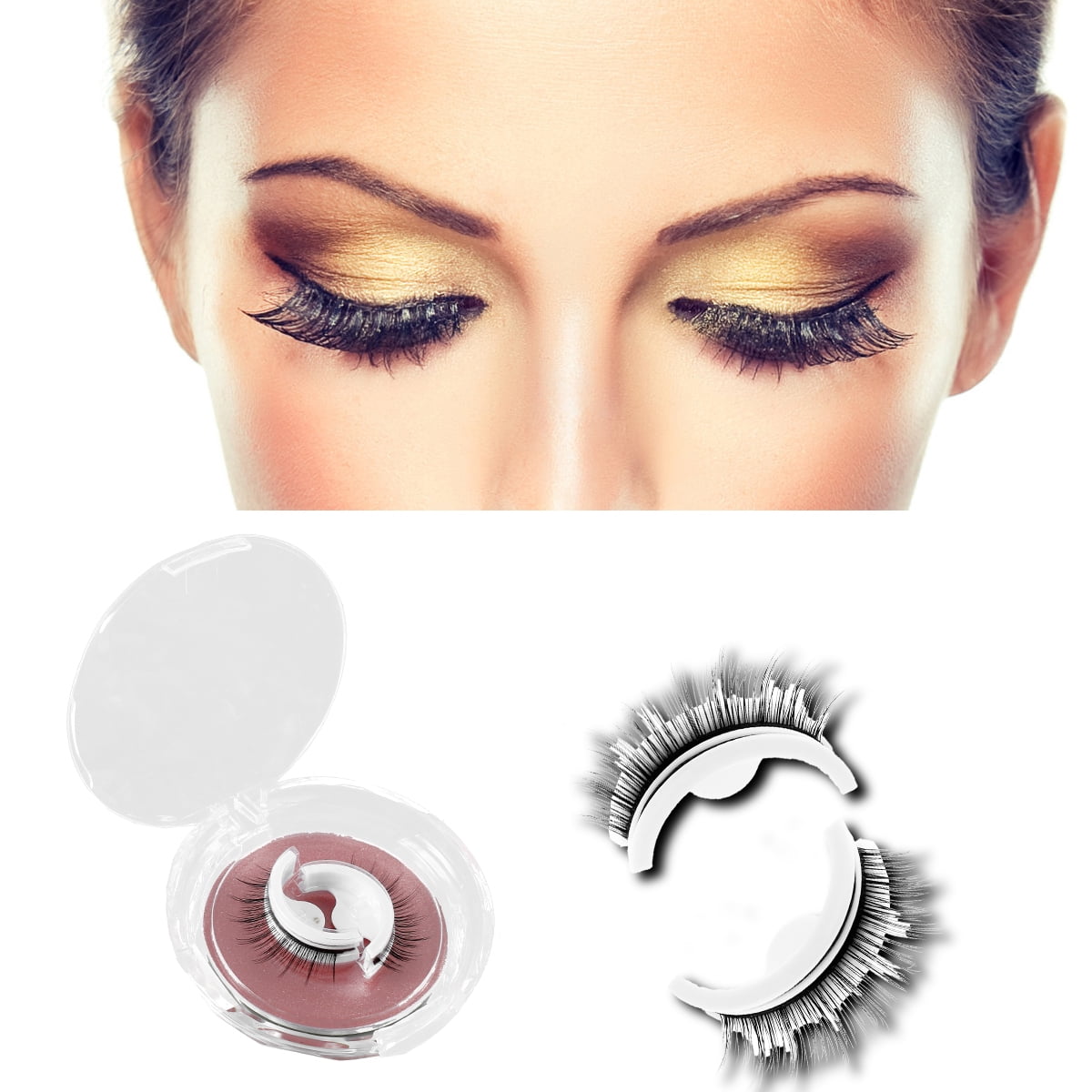 Caffney False Eyelashes Reusable SelfAdhesive Eyelashes without Glue Natural Fluffy False