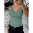thumbnail image 5 of Vafful Women Tank Tops V Neck Summer Slim Slim Stretch Workout Sleeveless Tops Ribbed Racerback Blouses Light Green X-Large, 5 of 6
