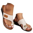 thumbnail image 3 of MKLEKYY Sandalias de Plataforma para Mujer, Zapatillas de Verano A La Moda Con Punta de Clip de Cuero y Tacón Bajo, Zapatillas de Playa Cómodas y Con Temperamento, 3 of 5