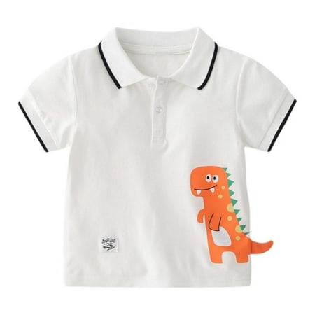 

Clearance!Summer Tail Dinosaur Shirt For Kids Boys Short Sleeve Lapel Clothes Toddler Boy Cotton Breathable Tops Clothing
