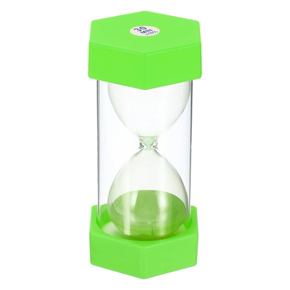 Uxcell 30 Min Sand Timer, Hexagon with Plastic Cover, Count Down Sand Clock Glass Green