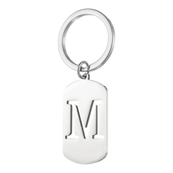 Uxcell Initial Letter Key Chain, A-Z KeyChain DIY Pendant Key Ring for Keys Purse Party Gifts, Silver (Letter M)