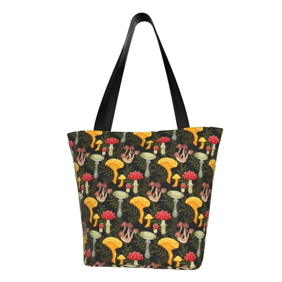 Haiem Mushrooms And Fern Stems Pattern Shoulder Bag - Durable and Spacious Tote Bag,Versatile Shopping Bag