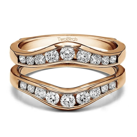 Contour Folding Tables Brilliant Moissanite Mounted in Sterling Silver Graduated Contour Style Ring Guard (0.62ctw) ()