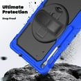 thumbnail image 3 of Case for Samsung Galaxy Tab S10 FE+ Plus 13.1 inch 2025 with Screen Protector, 360 Degree Rotating Kickstand Hand Strap Heavy Duty Shockproof Cover with Shoulder Strap, Blue, 3 of 7