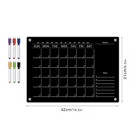 

GYZEE Black Magnetic Acrylic Weekly Planning Message Board Erasable Friger Magnet