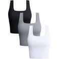 thumbnail image 1 of SURJDE Women's 3 Piece Tank Tops Ribbed Seamless Workout Exercise Shirts Yoga Crop Tops, 1 of 4