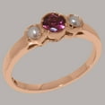 thumbnail image 2 of LBG British Made 18k Rose Gold Natural Pink Tourmaline & Cultured Pearl Womens Statement Ring - 33 size options - Size 9.25, 2 of 7