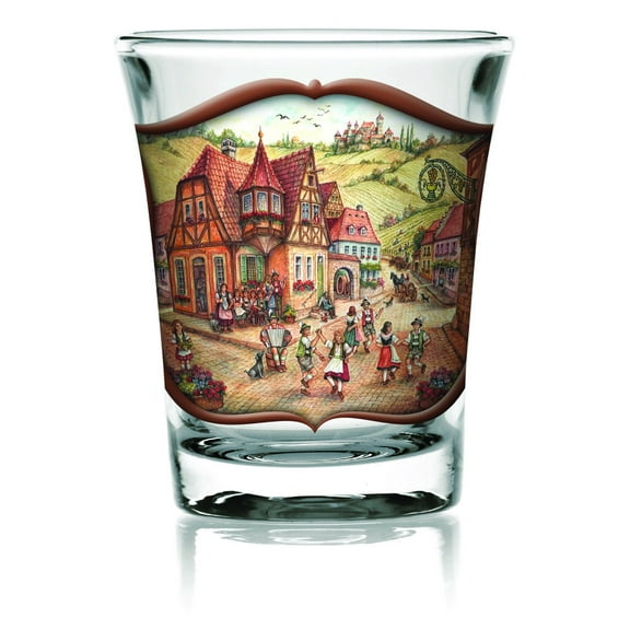 Oktoberfest Shot Glass Village Dancers Clear