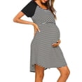 thumbnail image 3 of LilyLLL Pregnant Womens Short Sleeve Striped Print Maternity Nursing Breastfeeding Mini Dress, 3 of 5