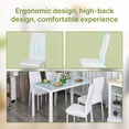 thumbnail image 3 of White 5-Piece Rectangular Glass Dining Table Set with Metal Frame & Faux Leather Chairs for Kitchen or Dining Room - 47.2" x 27.6", 3 of 7