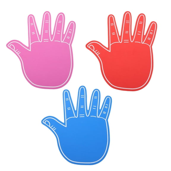 OUNONA Assorted Color Giant Foam Hand Cheerleading Party Favors Lightweight Comfortable EVA Clapping Props for Events 3pcs