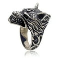 thumbnail image 4 of Mens Vintage Alloy Animal Ring: Giant Wolf Head Design Fashion Statement Ring for Men  Antique Silver Finish, 4 of 6
