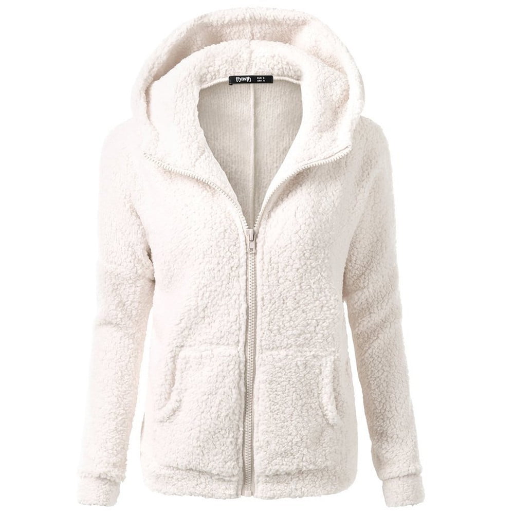 SBYOJLPB Hooded Sweatshirt Women Hooded Sweater Coat Winter Warm Wool Zipper Coat Cotton Coat Outwear Whxl