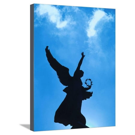 Angel Statue Under Blue Sky - Architecture Montreal Stretched Canvas Print Wall