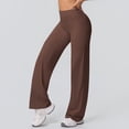 thumbnail image 4 of Women Workout Leggings No Front Seam Straight Leggings Brown S, 4 of 10