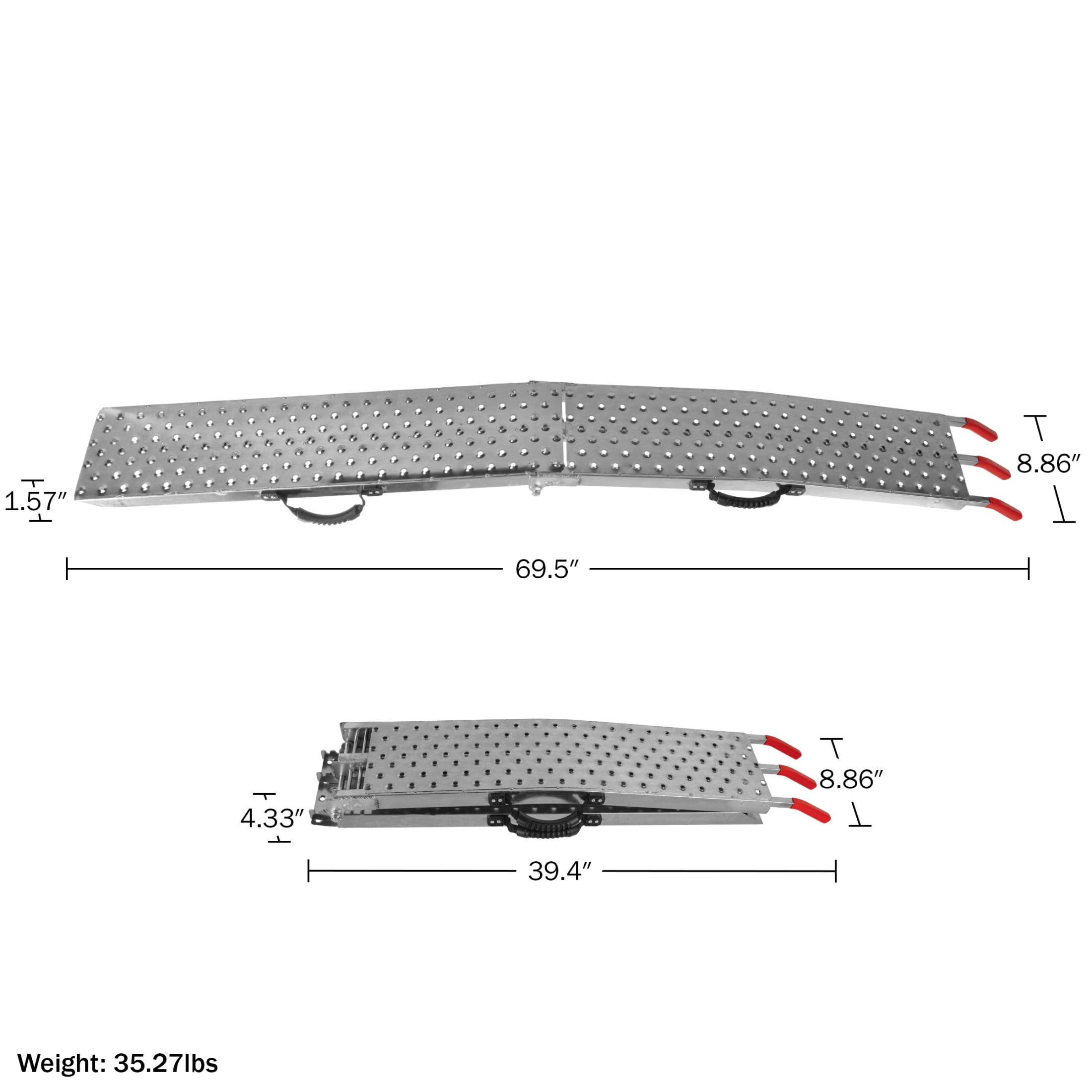 Stalwart Set of Two 69-Inch Foldable Loading Ramps with 2200lb Capacity