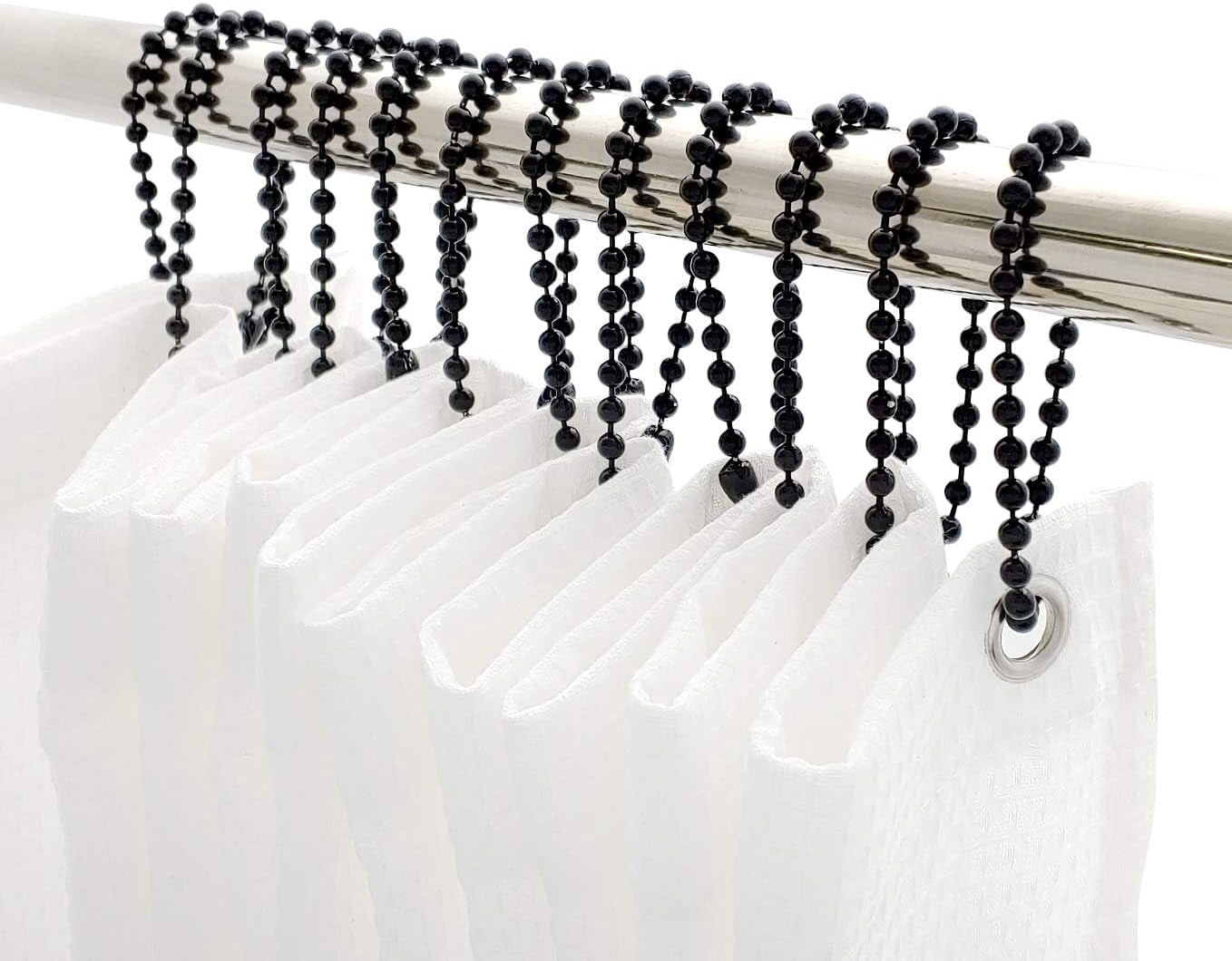 MKEUDQ-Shower Curtain Hooks Rings, Shower Hooks for Bathroom Shower Rods Curtains, Set of 12 Hooks, spa-Quality Look-Black